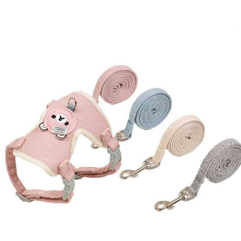 Dog leash vest style teddy bear small dog chest strap, cat walking rabbit leash pet Supplies