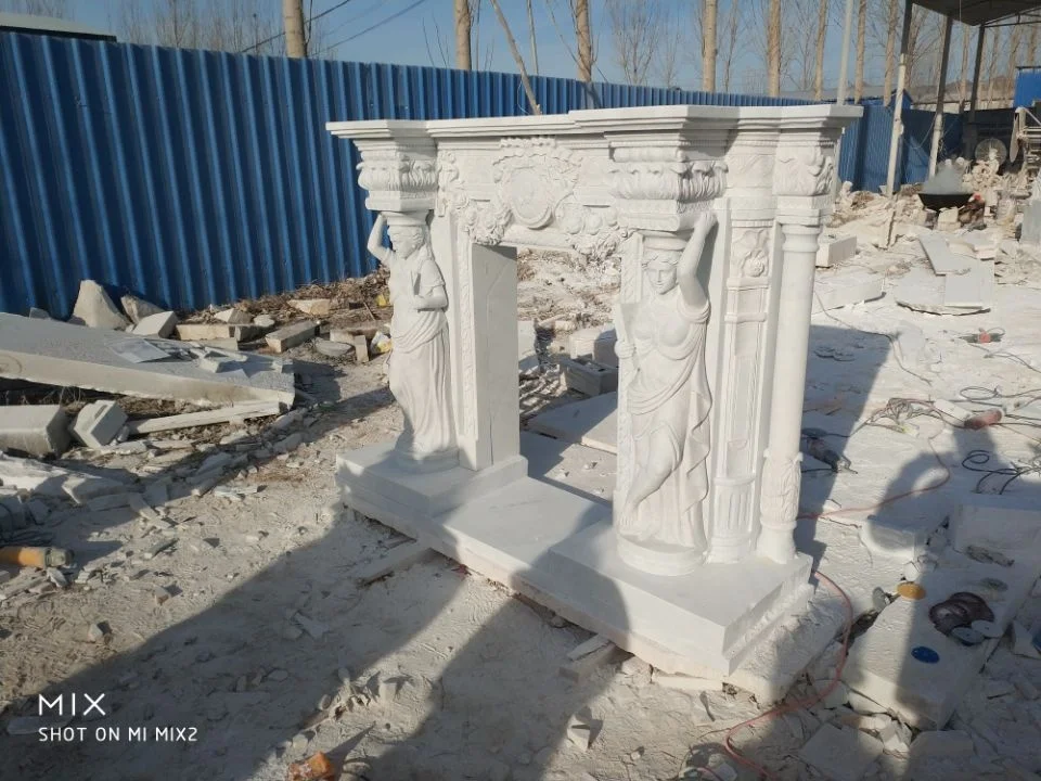 Outdoor Marble Sculpture Home Decor Natural Limestone Fireplace Surround indoor natural stone cream white marble fireplace