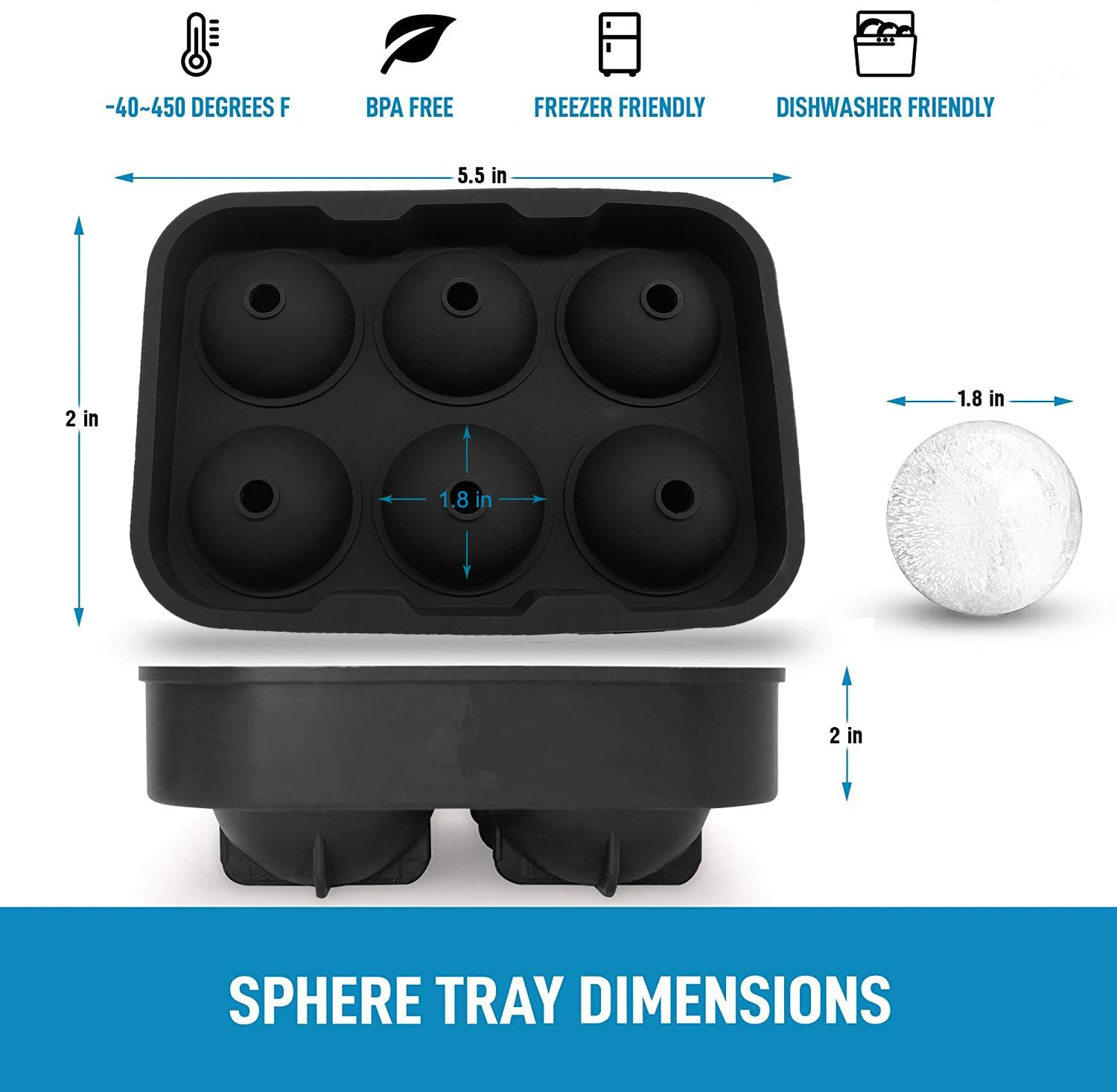 Silicone ice cube making molds 6 compartment round square bar accessories Durable ice cube trays Drinking tools