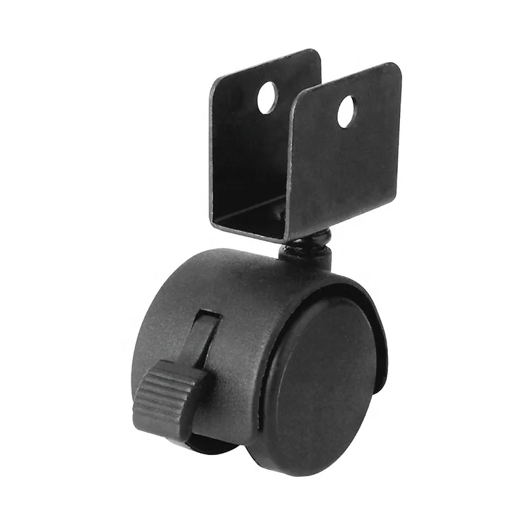 WBD Black Small Caster 2 Inch Nylon Bed Castor With Brake