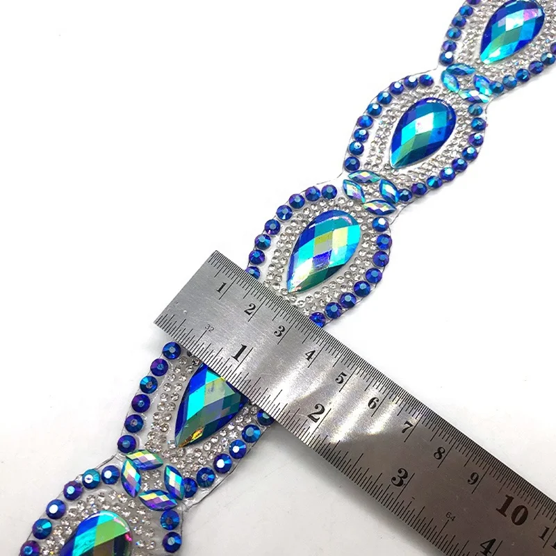 Wholesale Iron On  Resin Rhinestone Appliques Trimming Hot Fix Rhinestone Tape