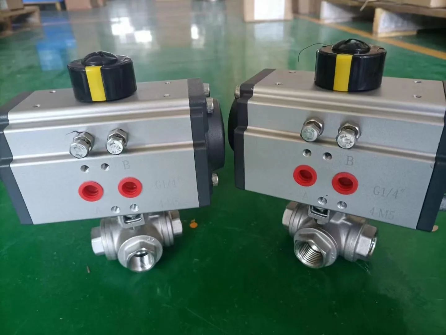 Pneumatic valve cheap 3 way Threaded Steel Pneumatic Actuator Control Ball Valve PTFE lined TS ball valve with positioner