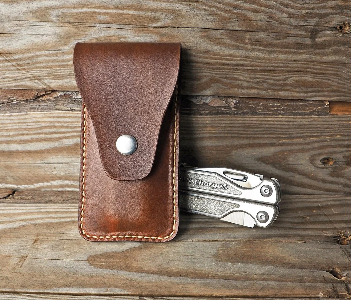 Leather Man Multi Tool Sheath for Charge Wave Sidekick or Wing Man Leather EDC Pouch Organizer with Belt Loop