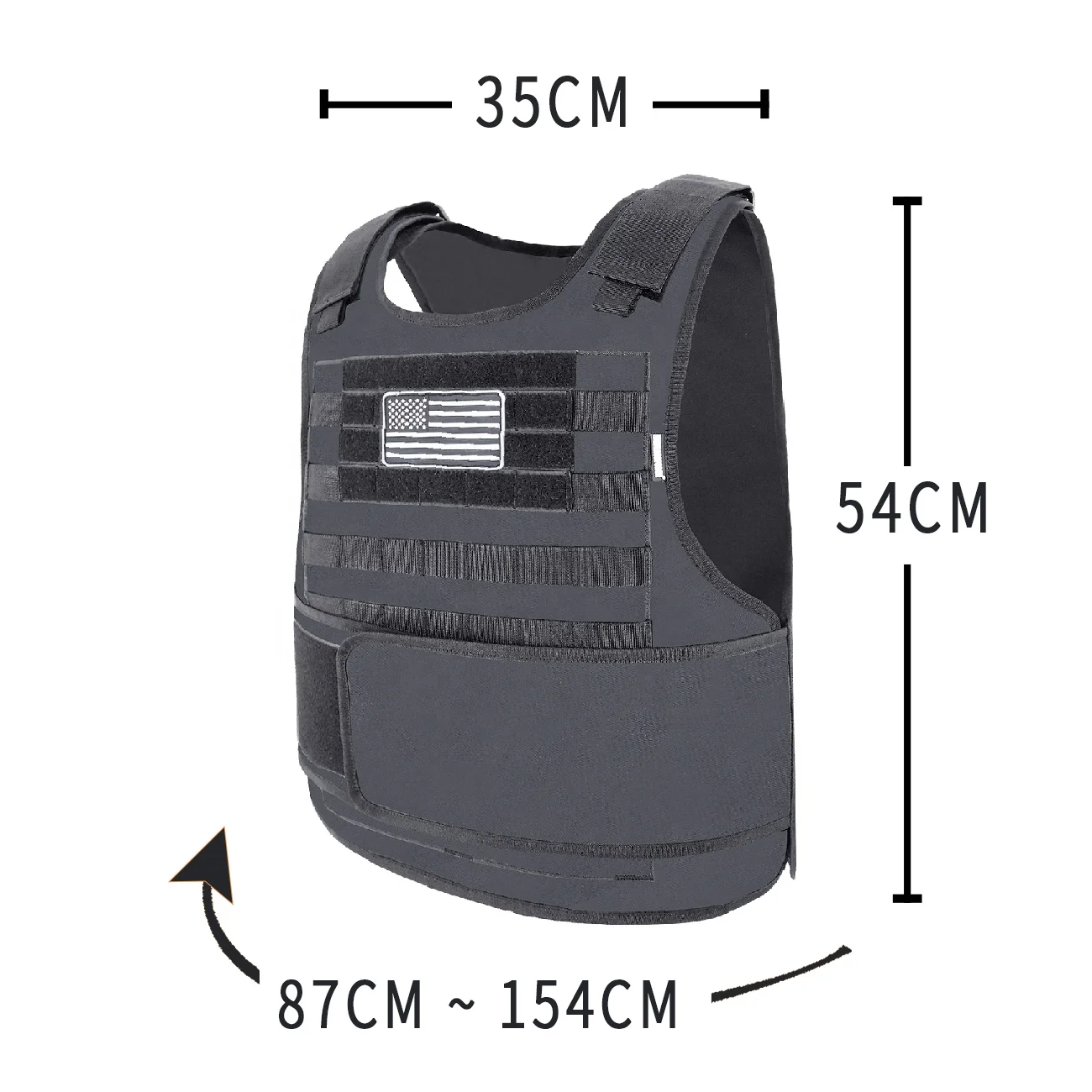 BY Wholesale Hot Sale Adjustable Concealable Carrier Plate IIIA To IV Level Body Armor Black Bullet Proof Vest