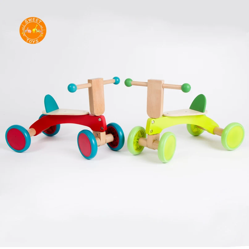 Green 4 wheels toddlers ride on car push balance bike for baby