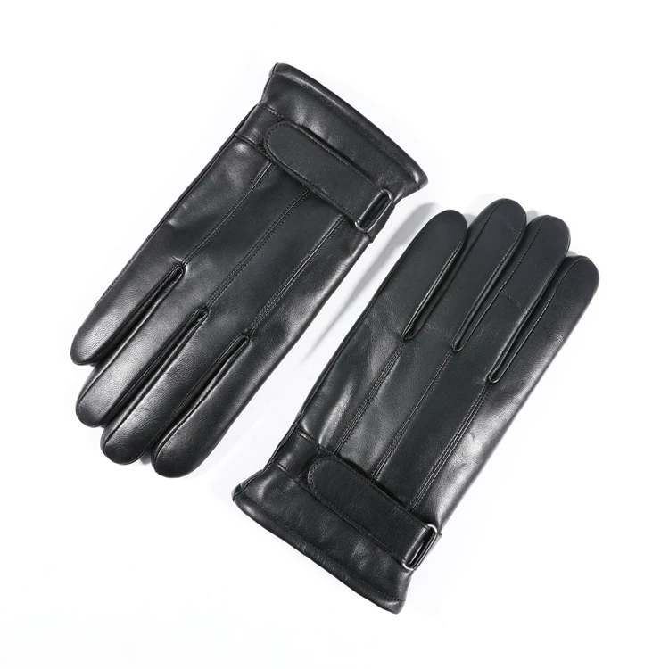 
 Fashion Faux Lamb Wool Lined Genuine Goatskin Warm Winter Men Leather  Gloves  