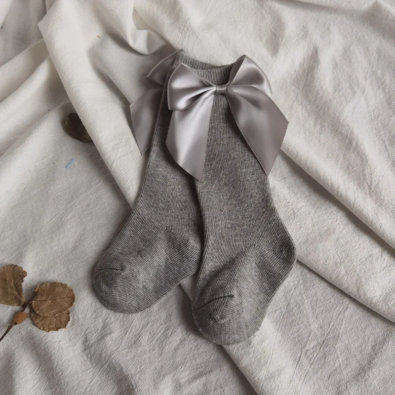 Autumn and Winter Mid-Length Bow Stockings for Kids Spanish Inspired Cotton Knitted Baby Socks