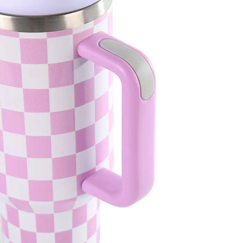 NewTiktok Amazon 40 унций металловакуумная кружка из нержавеющей стали стакан с ручкой логотипом шахматная доска