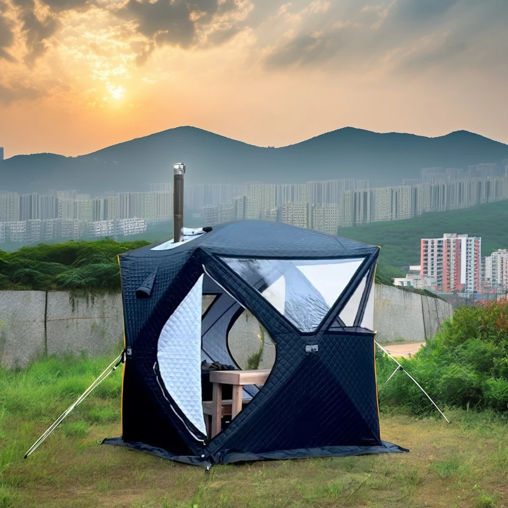 Automatic Opening Warm Camping Sauna Shelter Winter Portable Outdoor Steam Sauna Tent Waterproof Oxford Cotton Fabric Single