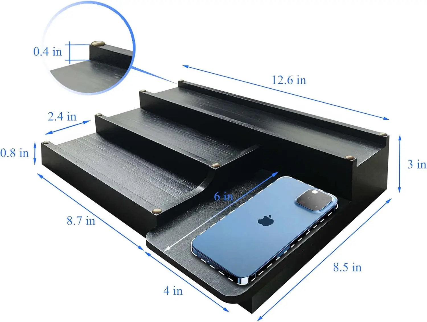 4 Tiered Solid Wood Cologne Stand Display Shelf with Hidden Compartment