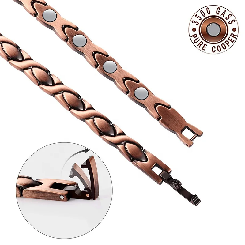 Wholesale price 99.99% pure copper charm copper bracelets for arthritis magnetic copper bracelet magnetic with customize