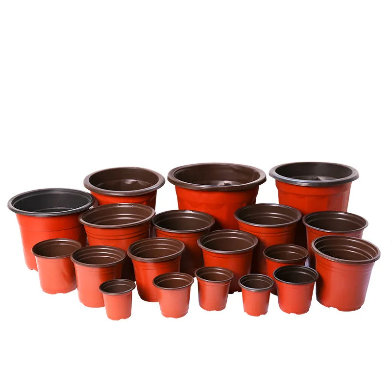 JQ Bn160 Red Pp Plastic Double Color Flower Pot For Nursery Plant