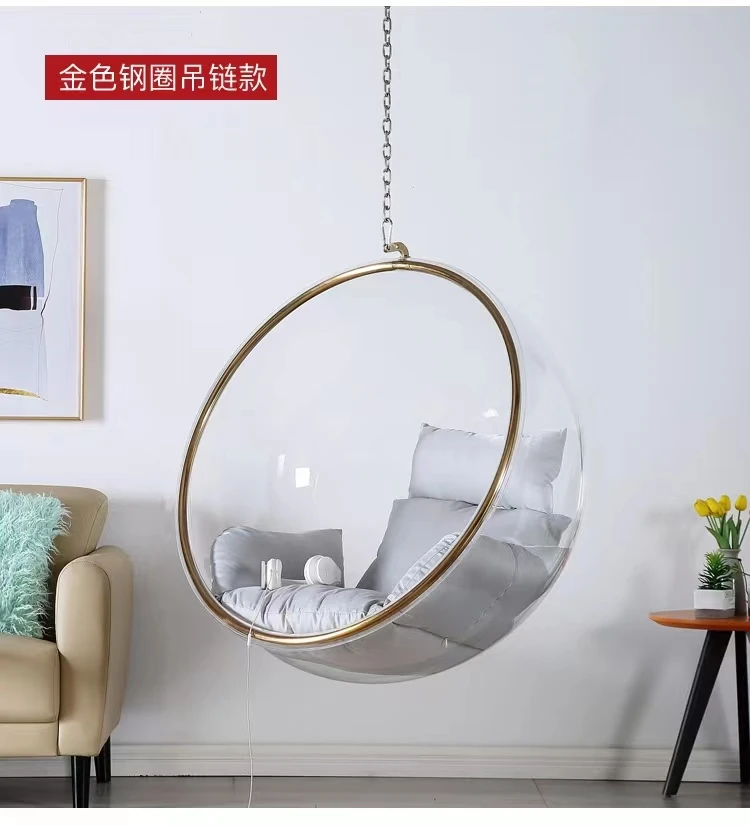 2024 Hot sell hanging swing chairs Round Swivel Clear Acrylic Global Bubble Chair outdoor home furniture garden kids