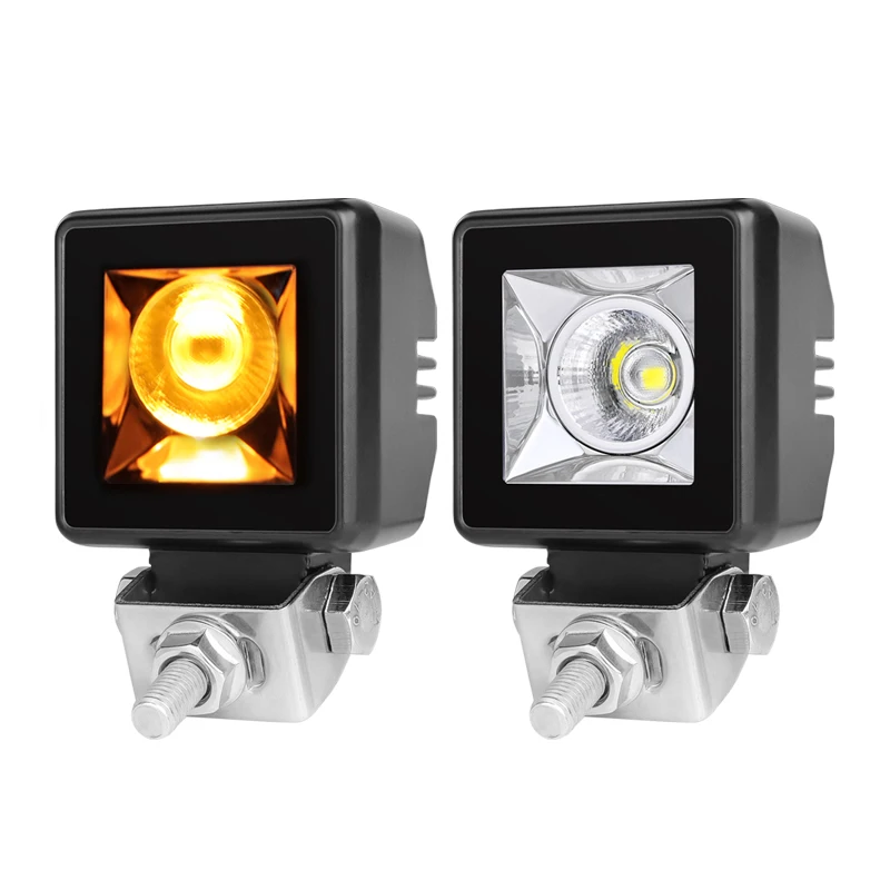 2Pcs 40W With Amber Neon Light 12-24V Spot Flood Beam Motorcycle Auxiliary Fog Light