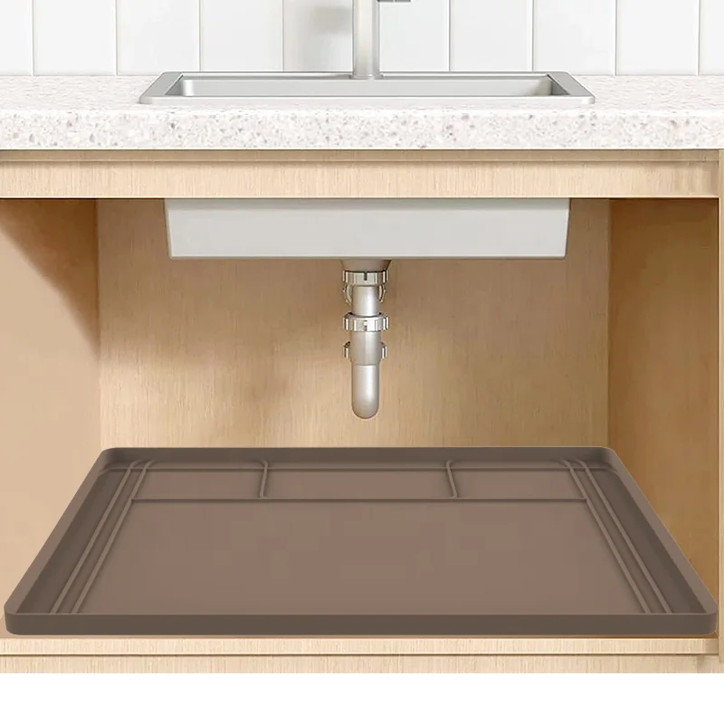 Hot sale Anti-slip Silicone Kitchen Sink Mat Waterproof Cabinet Mat Durable Under the Sink Silicone Mat for Kitchen Cabinet