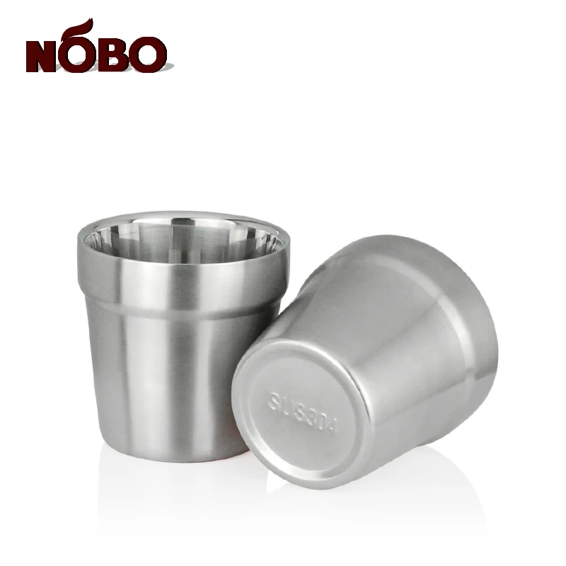 Wholesale korean metal soju cup coffee tea cup stainless steel drinking cup with Double layer structure