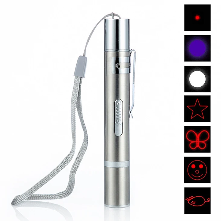  New Arrival Upgrade Interactive Teaser 3 Modes 7 in 1 Cat Toy Pen Light Portable USB Laser Pet Training Tool with 5