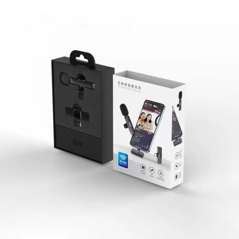 Latest Decoration Compatibility Clip Microphone Stand Auto-Sync Noise Reduction Wireless Lavalier Microphone with 2 Clips