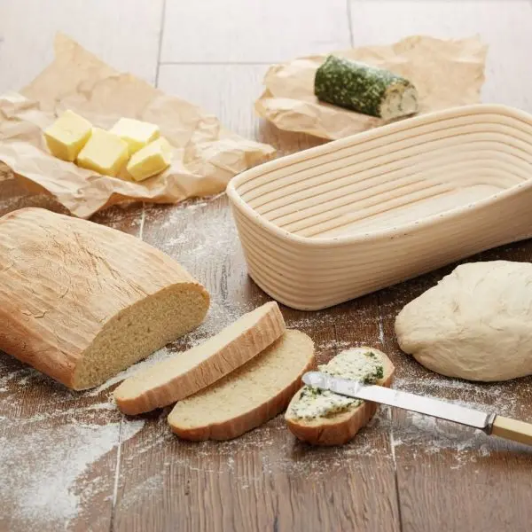 Vietnam craft kitchen baking basket oval rattan bread banneton with canvas liner proofing set Baking Pastry Tools Bakeware tool