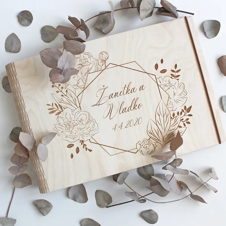 Wedding Guestbook Wood Photo Album Wooden Wedding Guest Book