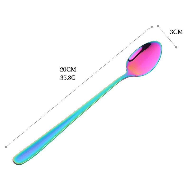 Wholesale cheap custom home hand polish stainless steel tea sugar coffee serving spoon long handle ice cream latte spoon