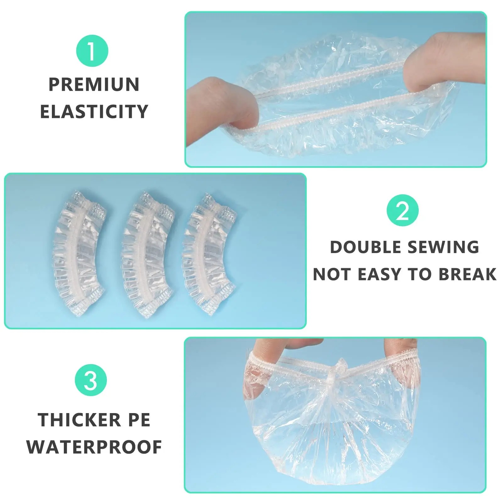 100 Pack Clear Disposable Ear Protectors Waterproof Ear Covers for Hair Dye, Shower, Bathing
