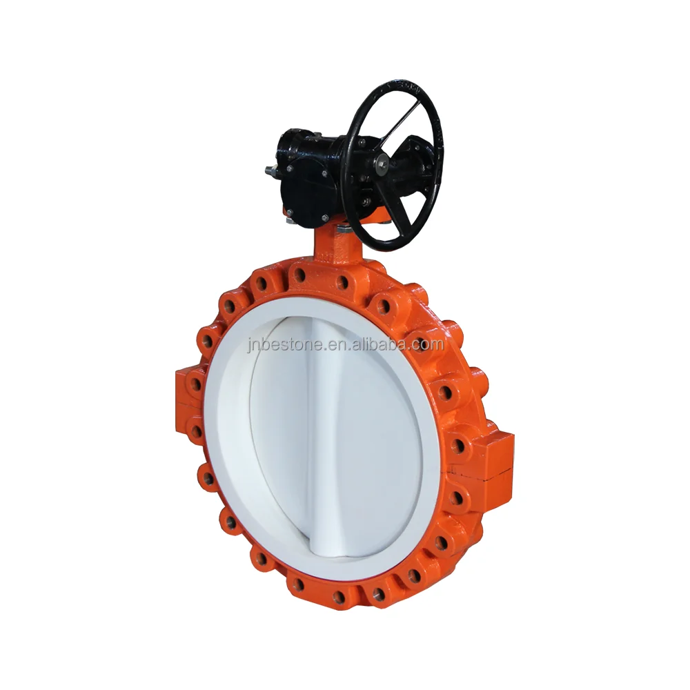 Best quality made in ChinaPneumatic Flange butterfly valve with full PTFE lining