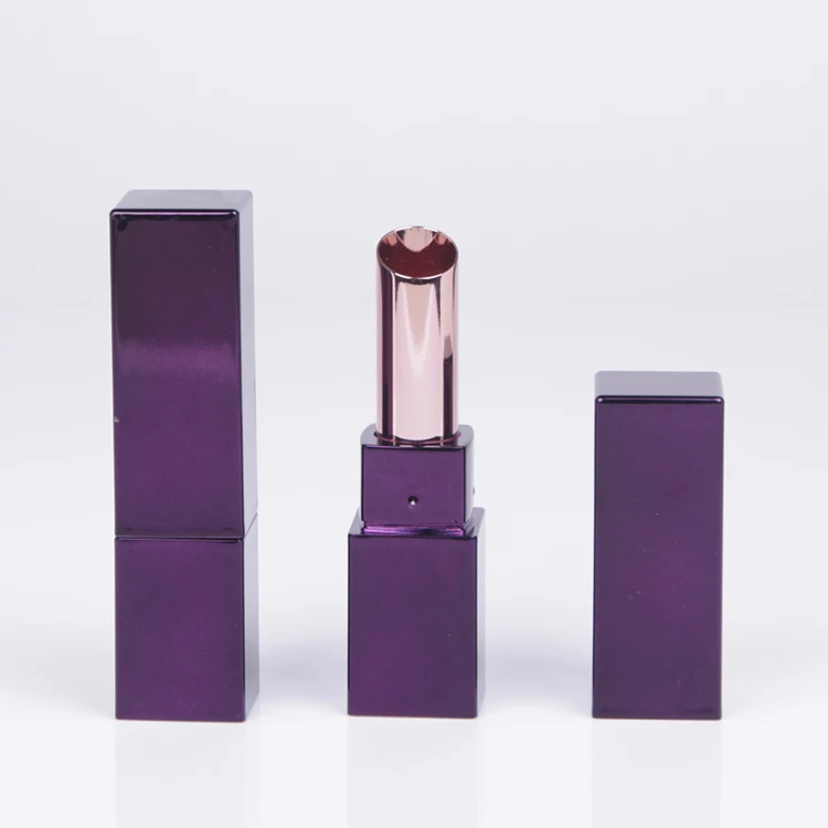 High end Aluminum metallic Makeup packaging square 3g matte gold lipstick container