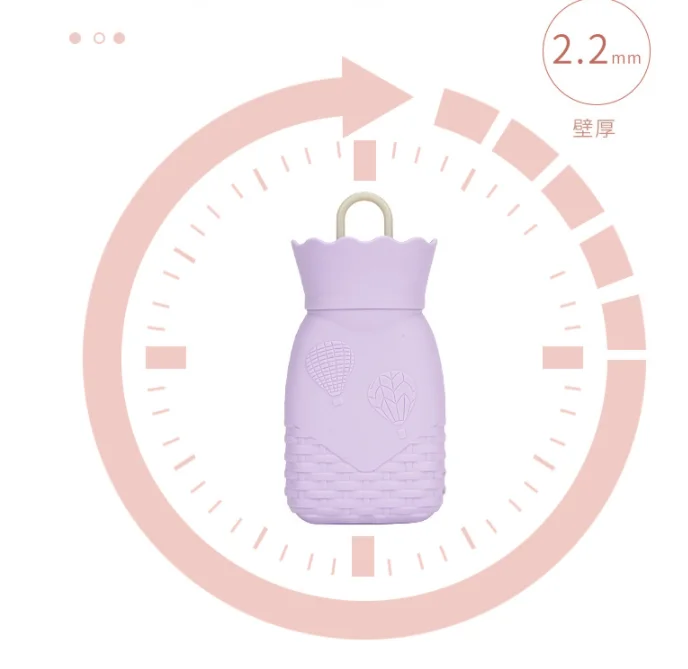 Cheap Reusable Microwave Heating Silicone Hot Water Bag Hand Warmer with Knit Cover