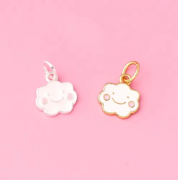 S925 Silver Cute Simple Cloud Red Book DIY Bracelet Accessories Drop Glue White Cloud Smiling Pendant Fashion Pendants Charms