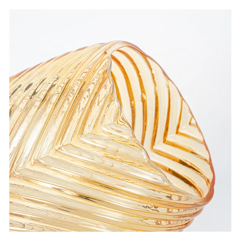 Light Orange Glass Vase For Home Decoration Flower Vase Water Wave Pattern Vase