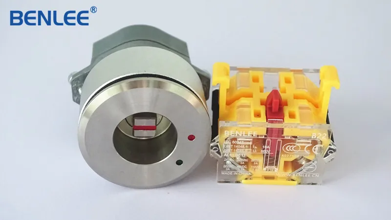 BENLEE 22mm white two-position four-corner selflocking button is embedded in the operation of the front ring elevator key switch