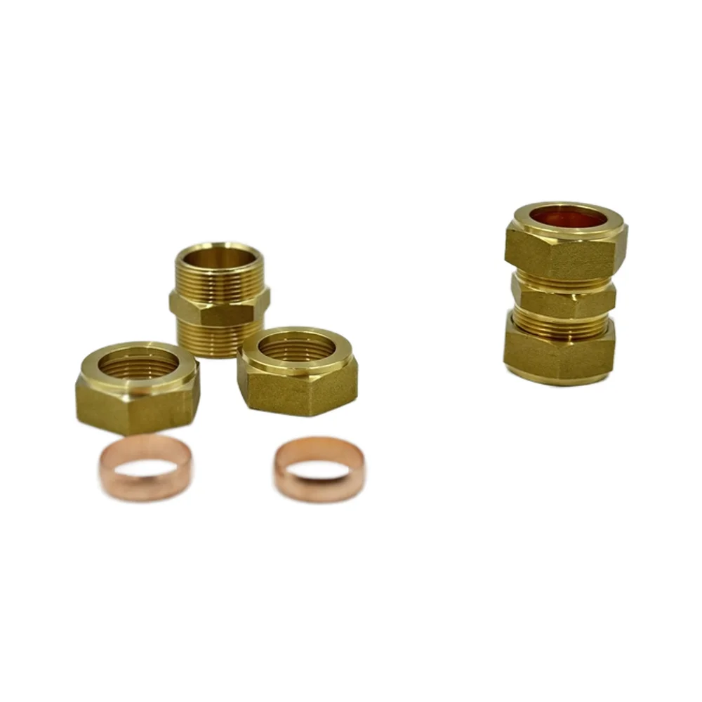 Solar Water Heater Fittings Brass Male Thread Double Ferrule Direct Brass Connector