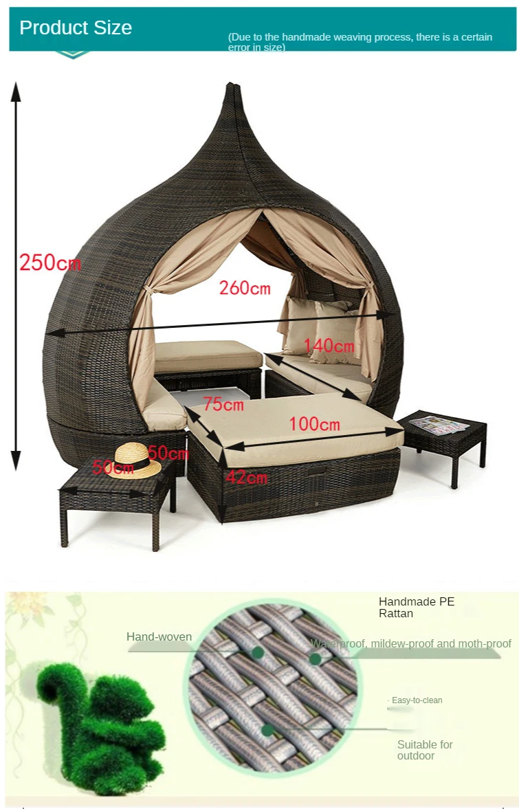 wholesale  KD outdoor pear daybed furniture