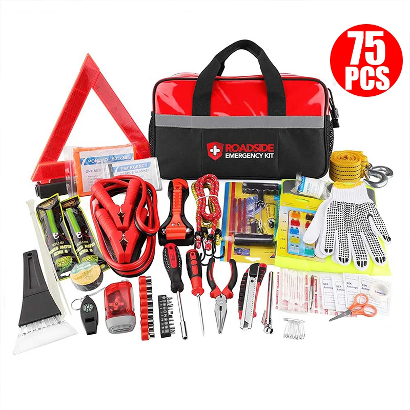 Hot sale auto car off road reflectives emergency tool first aid safety kit roadside for car sos repairing assistance bag