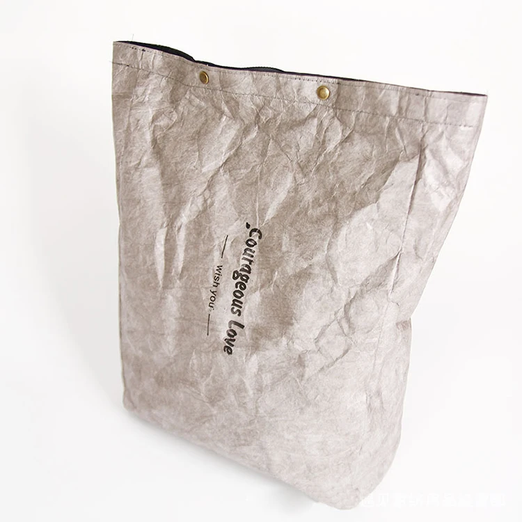 Custom Low Moq Washable Kraft Paper Shopping Bag Double Shoulder Handbag Dupont Paper Tote Bag