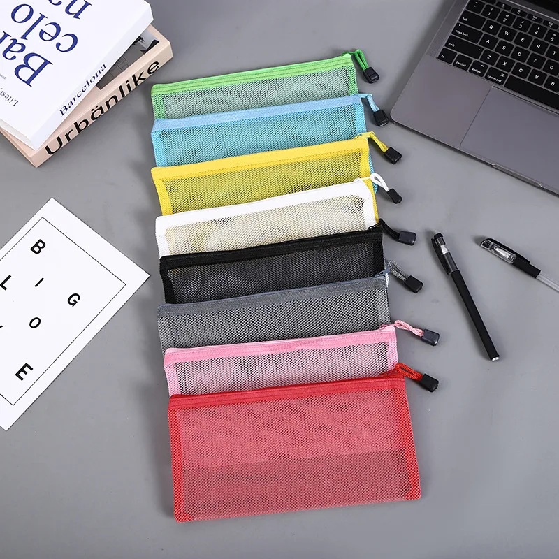 Office Supplies Stationery Wholesale File Storage Bags Nylon Mesh Bag Zipper Pouch Document Bag