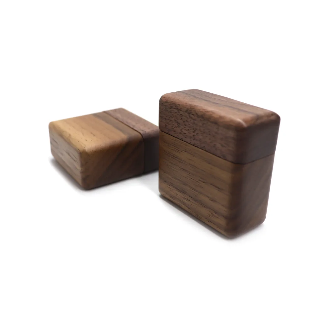 Slim Engagement Wood Ring Box with Sponge Insert Solid Wood Rectangle Flip Jewelry Storage Box Proposal Birthday Gift