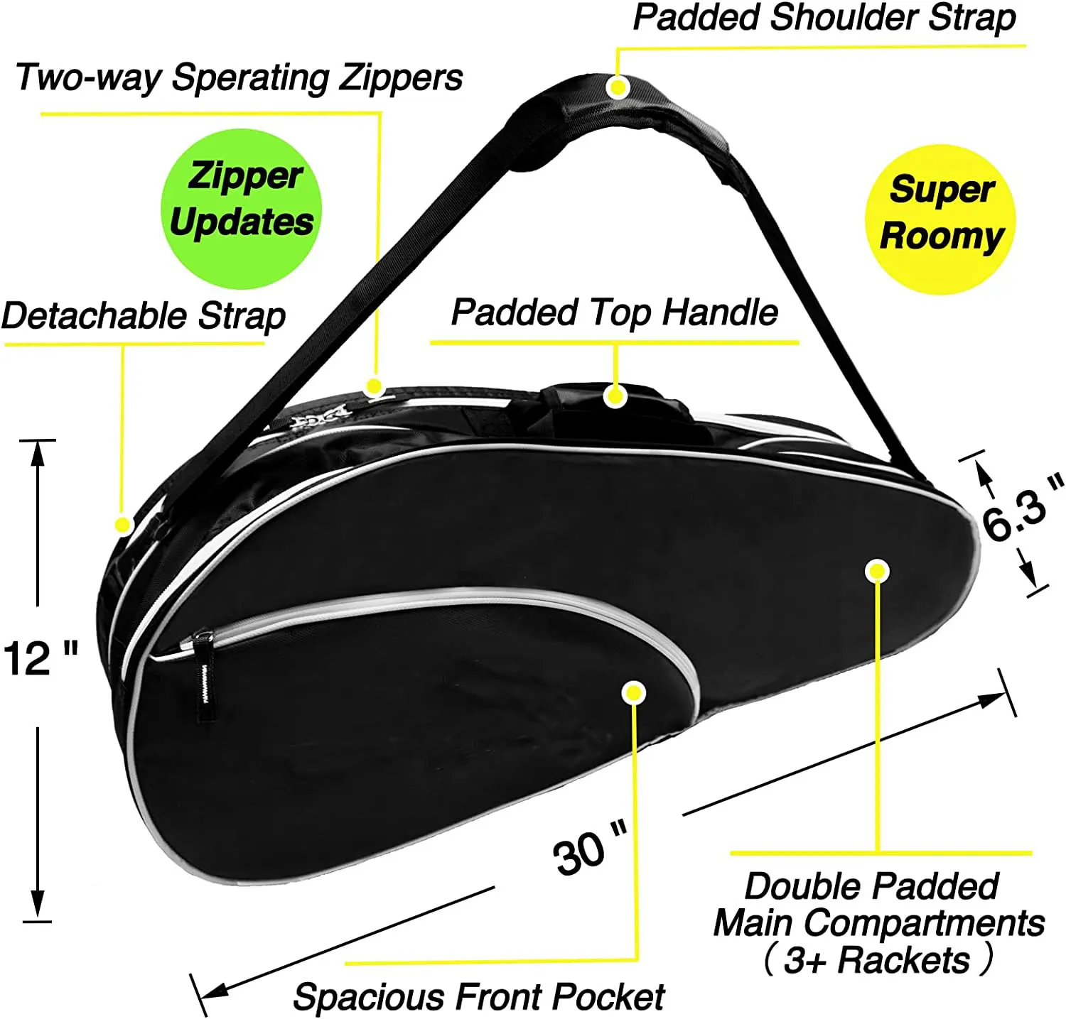 BSCI factory Custom large capacity Racket Bag Tennis Racket Single Shoulder Badminton Bags Racquet Backpack for men