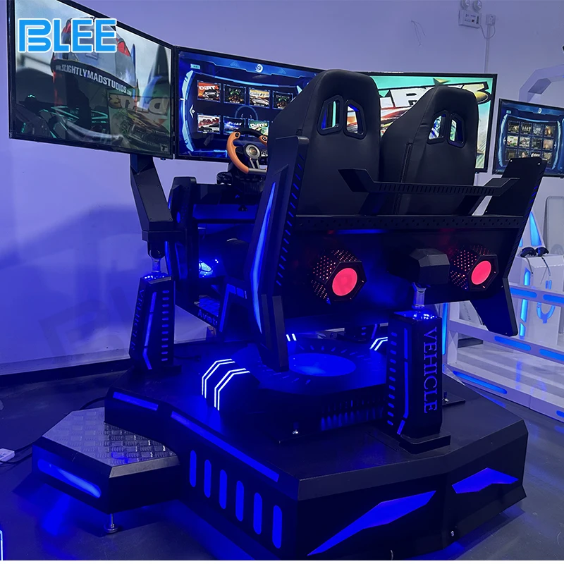 Indoor Amusement 2-Seater Three-Screen Racing Simulator Vr Game Machine 4D Car Gaming Chair Racing Simulator