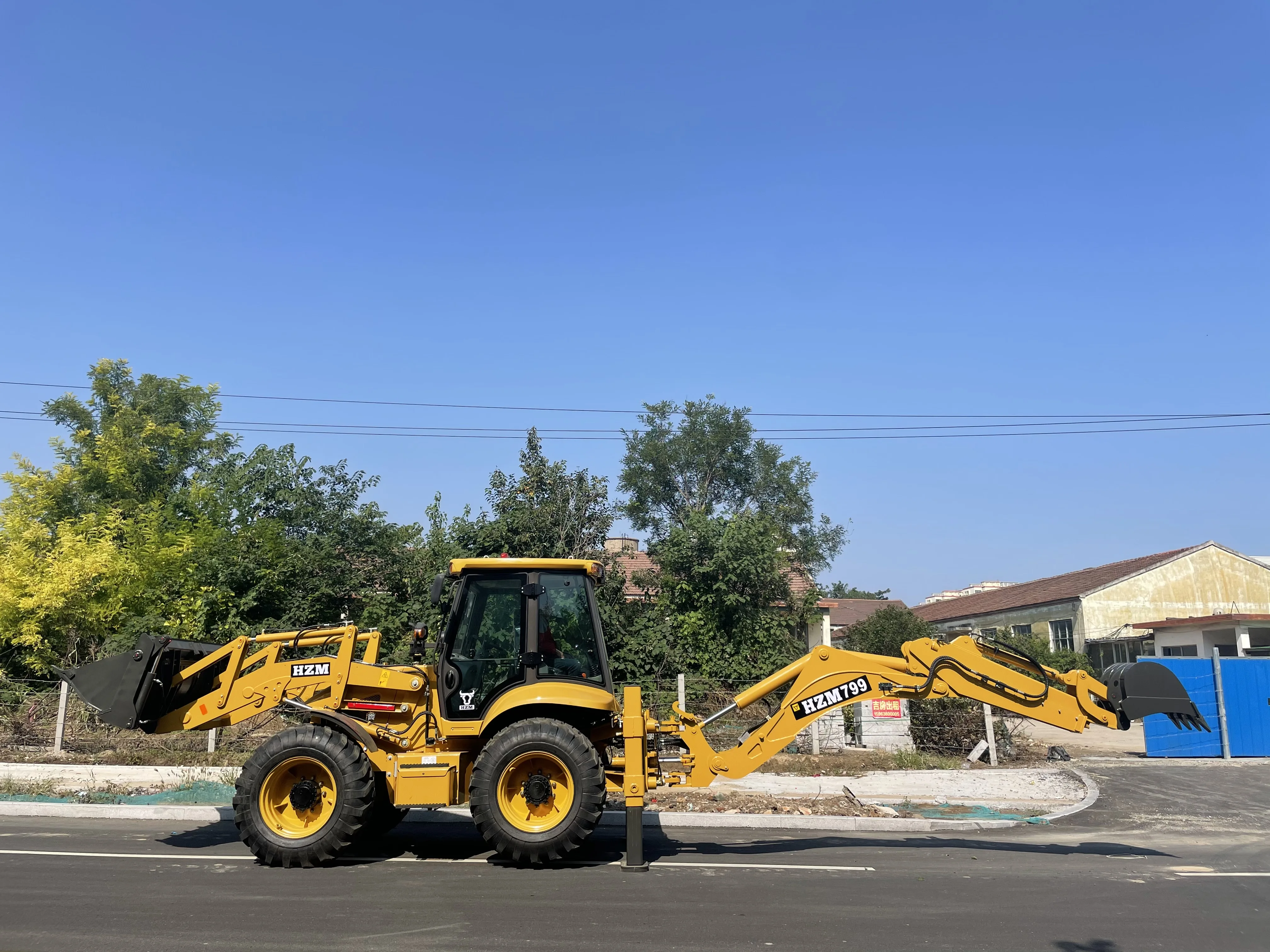 New cheap 4X4 WD 388 articulated backhoe loader with 4in1 bucket big digger bucket