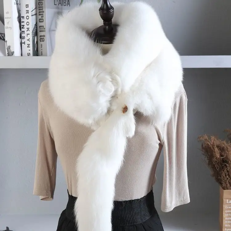 Fox neck genuine leather whole fox hair collar both men and women autumn and winter shawl  fur scarf