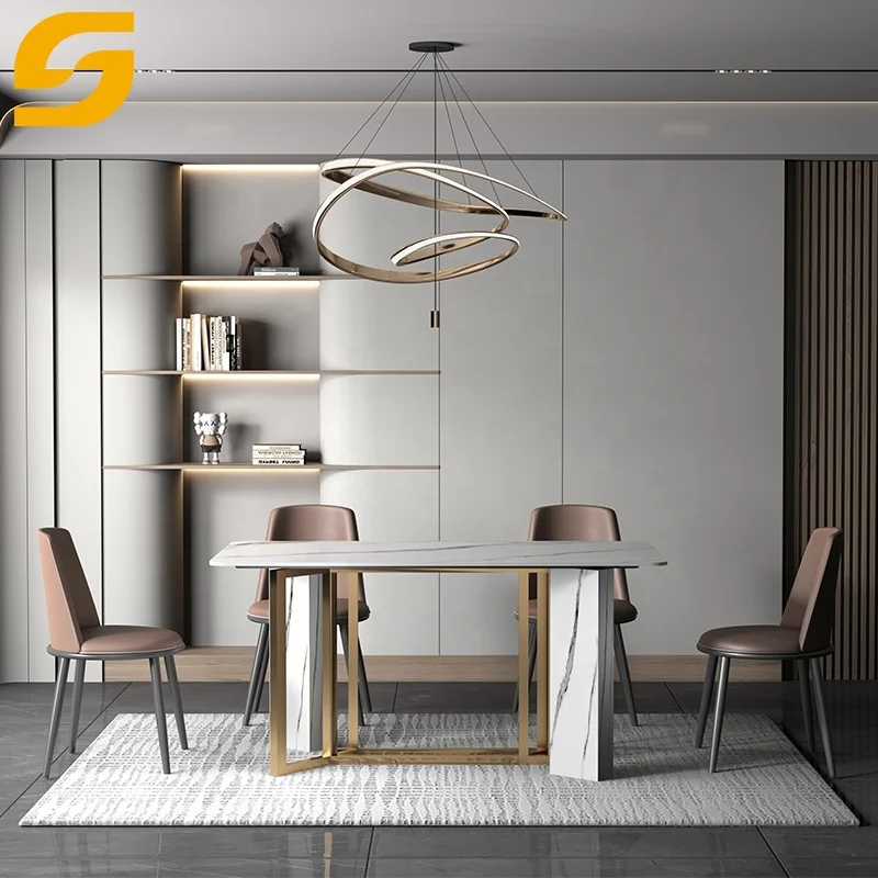 Morden Luxury Marble Top Sintered Stone Dining Tables For Dining Room Furniture Set Restaurant Dining Tables 2 4 6 8 10 Chairs