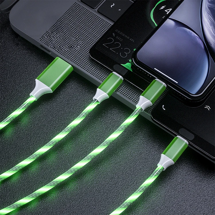 Streamer data cable three-in-one car rgb charging cable 1.2m fast led charging usb cable