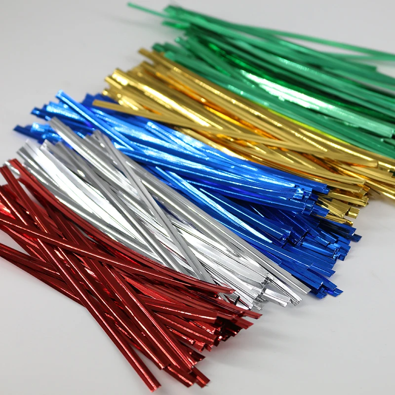 Metallic Roll Green Twist Tie Natur Golden Paper Dauble Wire 100% Pet Packaging Twist Tie Wire Gold and Silver Cable Tie