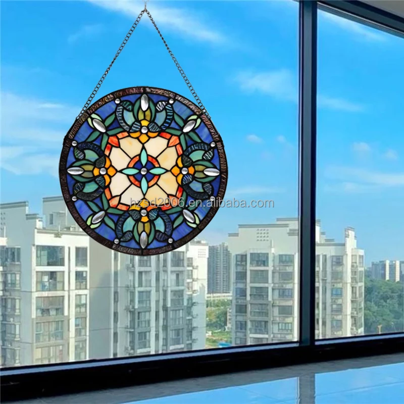 Diameter 30 CM China stained glass church window panel sun lighting for window and door and wall