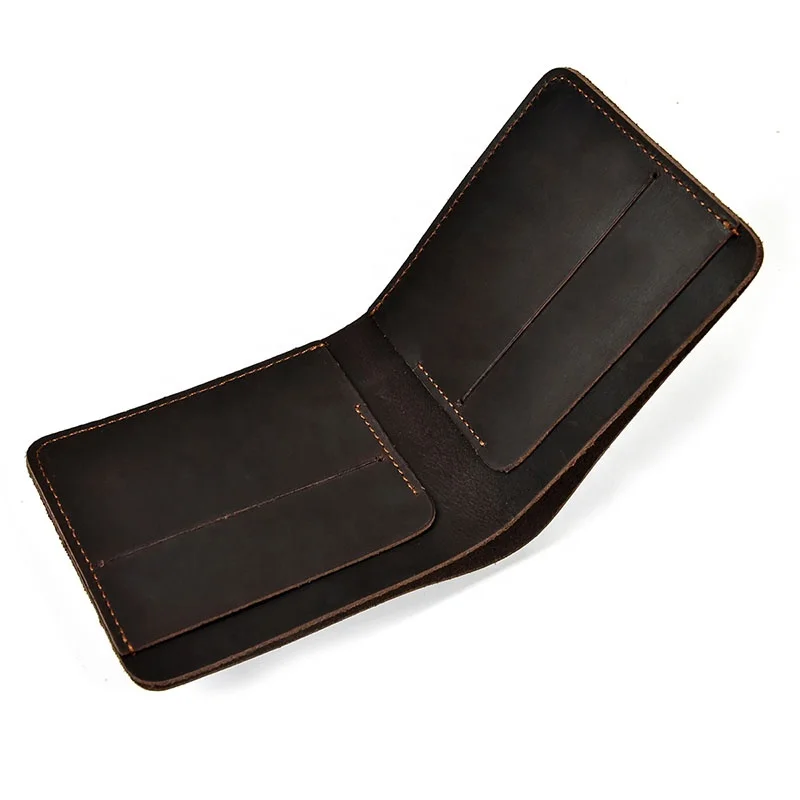 Minimalism Vintage Wallet Card Holder Dark Brown Male Genuine Leather Wallet Men Wallet For Daily Life