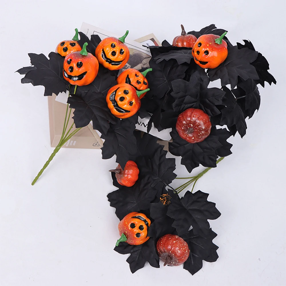 Halloween Pumpkin Bunch with Maple Leaves Artificial Fall Flowers for Autumn Fall Floral Arrangements Decoration for Home