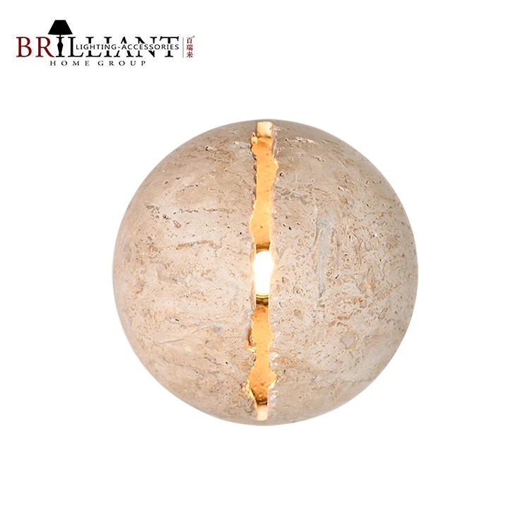 New Arrival Creative Crack Design Home Decorative Semicircle Travertine Marble Wall Sconce Lamp