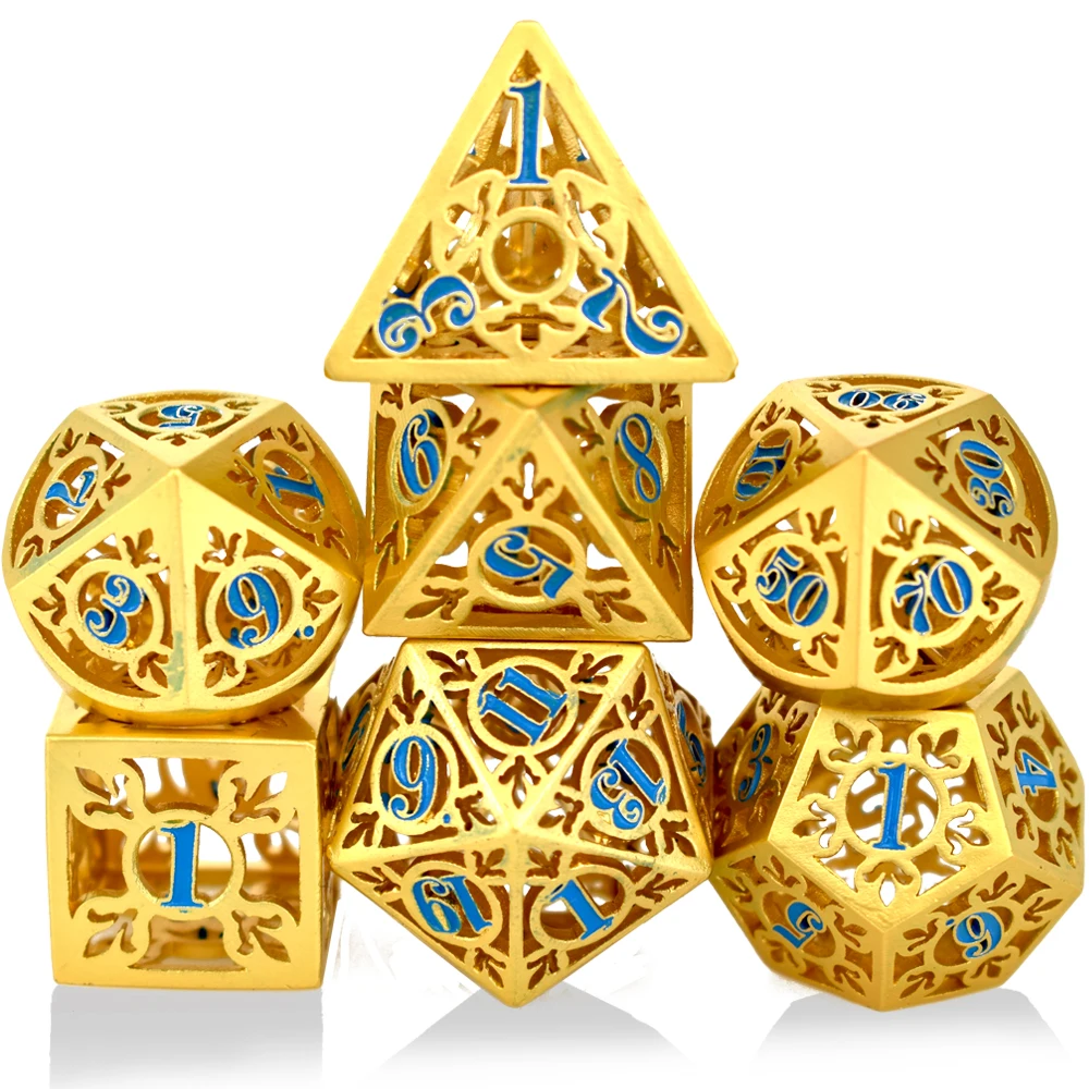 custom dnd dice polyhedral dice set dungeons and dragons hollow metal dice